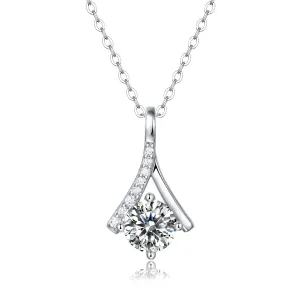 Sterling Silver 1ct Lab-Grown Moissanite Solitaire Ribbon Necklace