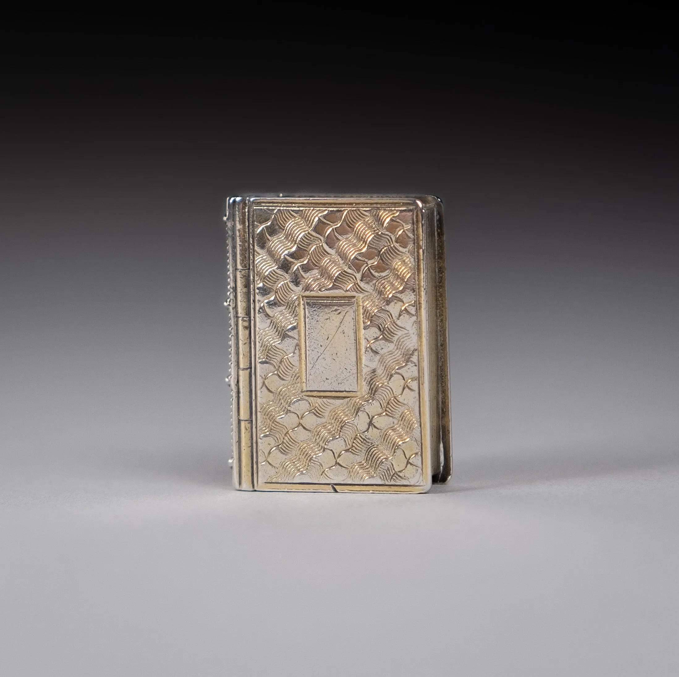 Sterling Silver Gilt Book Vinaigrette by Taylor and Perry, Birmingham, 1831.