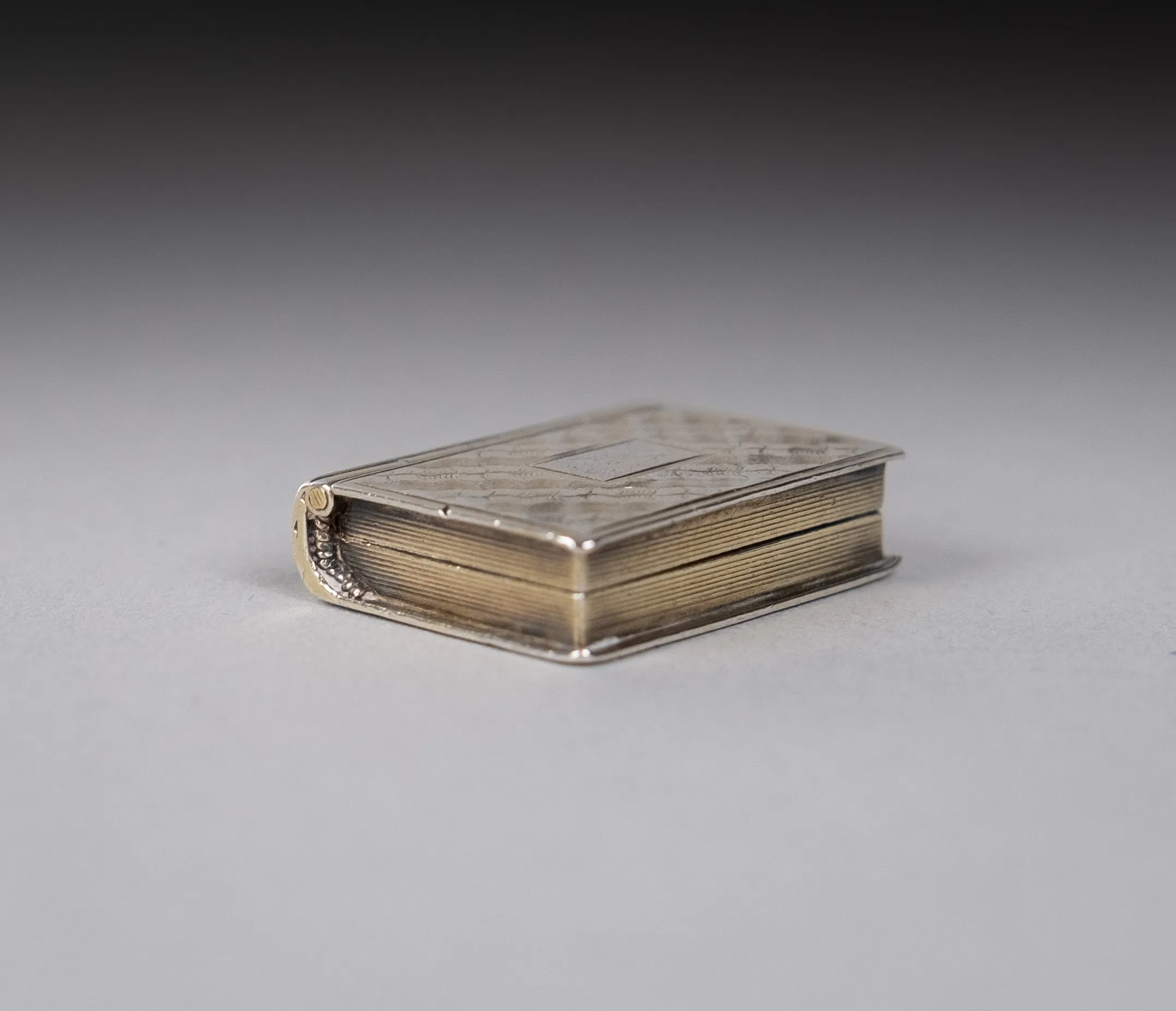 Sterling Silver Gilt Book Vinaigrette by Taylor and Perry, Birmingham, 1831.