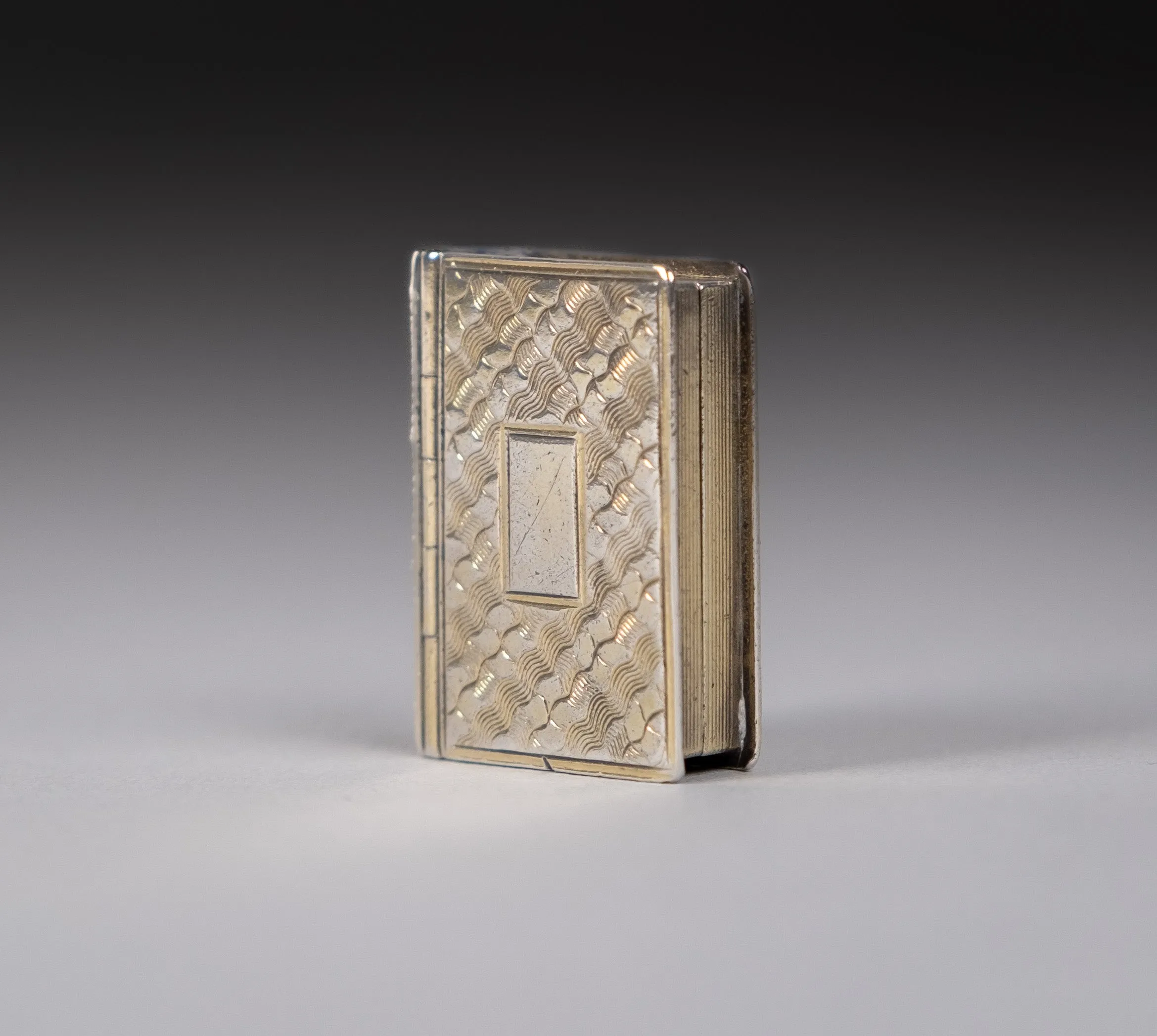 Sterling Silver Gilt Book Vinaigrette by Taylor and Perry, Birmingham, 1831.