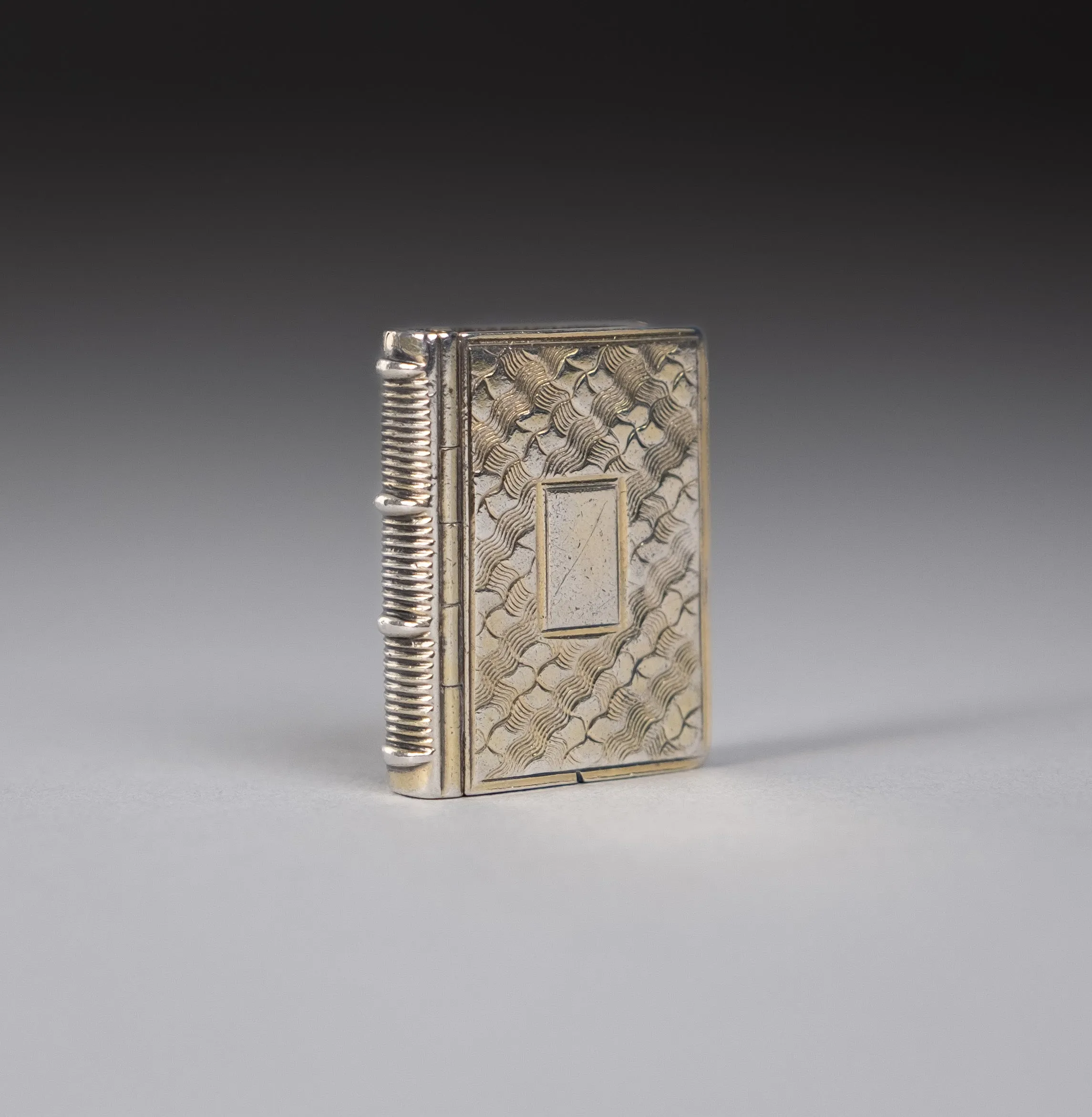 Sterling Silver Gilt Book Vinaigrette by Taylor and Perry, Birmingham, 1831.