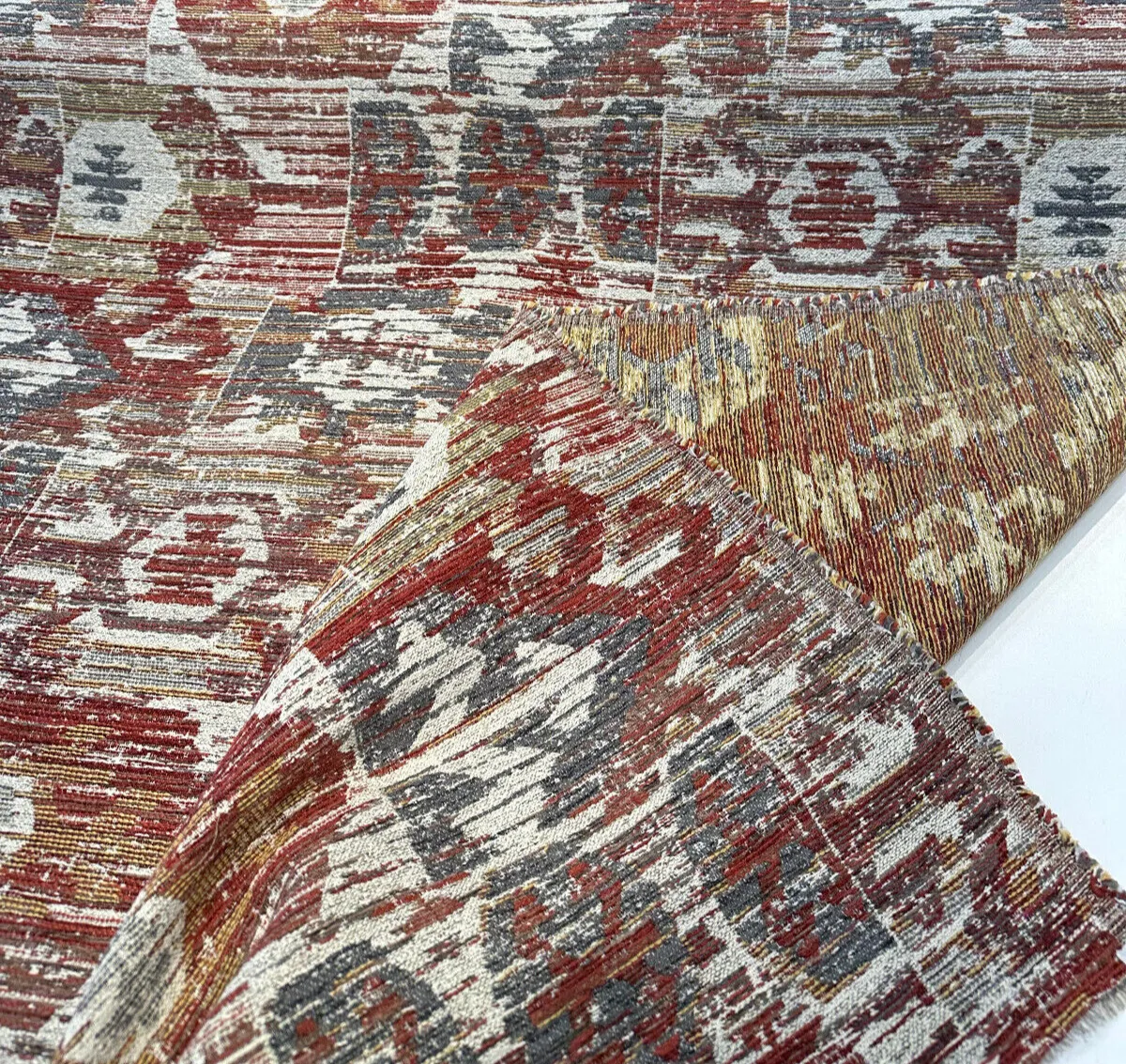 Swavelle Upholstery Tahoma Flame Vintage Inspired Chenille Fabric By The Yard