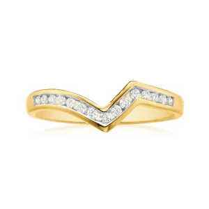 Tango 9ct Yellow Gold Round Cut 0.15 Carat tw Diamond Ring