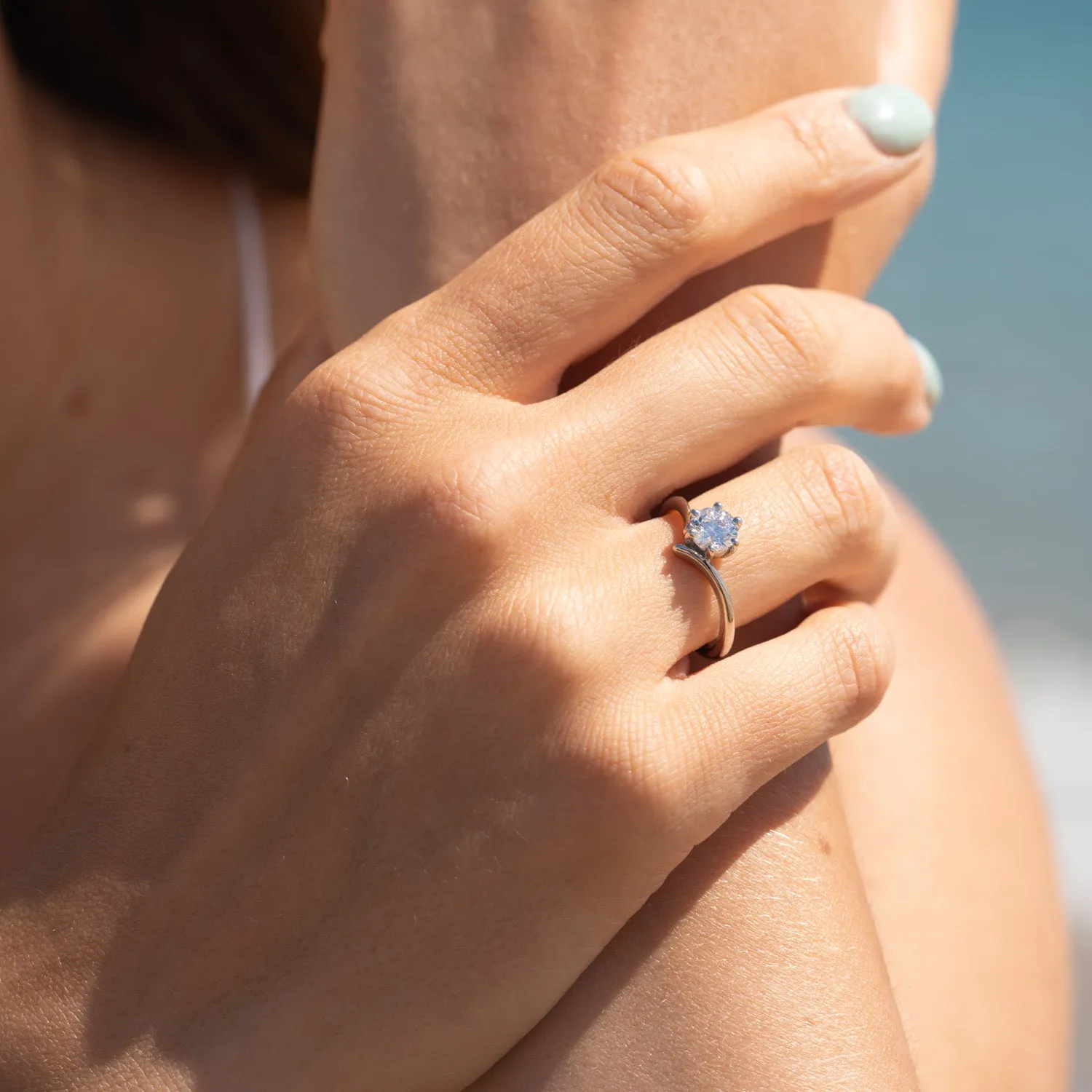 The Akilina Ring | Round Lab Diamond Asymmetrical Engagement Solitaire