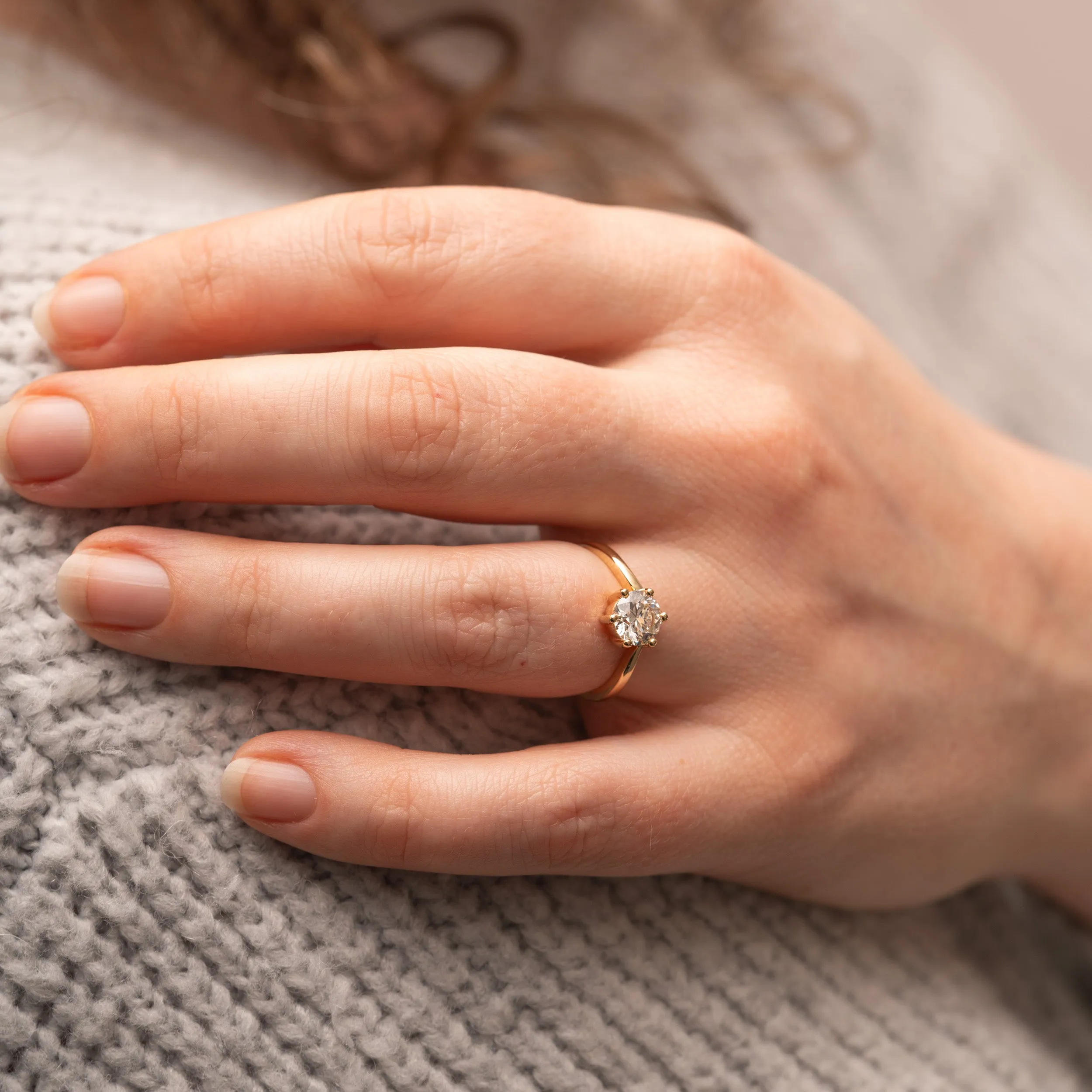 The Akilina Ring | Round Lab Diamond Asymmetrical Engagement Solitaire