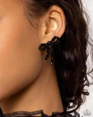 The BOW Must Go On - Black Earrings - Paparazzi Accessories