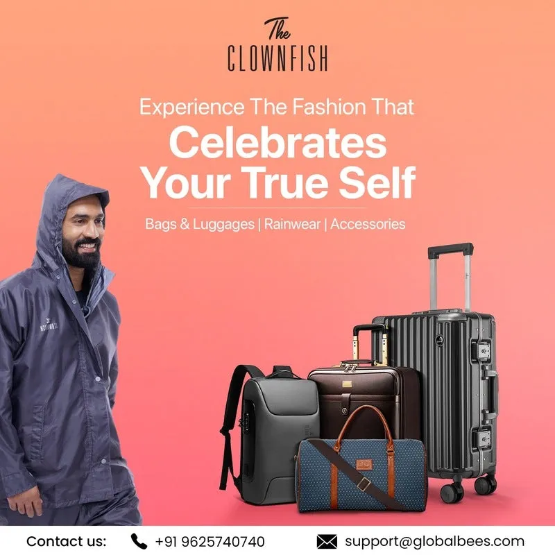 The Clownfish 20inch PVC Cabin Trolley Bag - Durable & Lightweight | TSA Lock | 40L | Brown