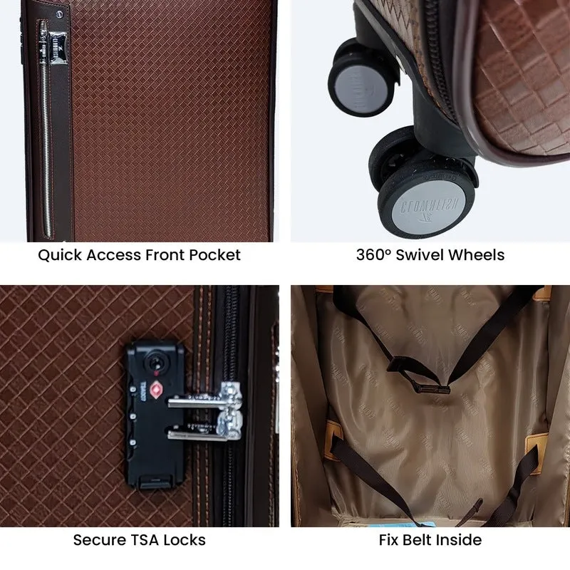 The Clownfish 20inch PVC Cabin Trolley Bag - Durable & Lightweight | TSA Lock | 40L | Brown