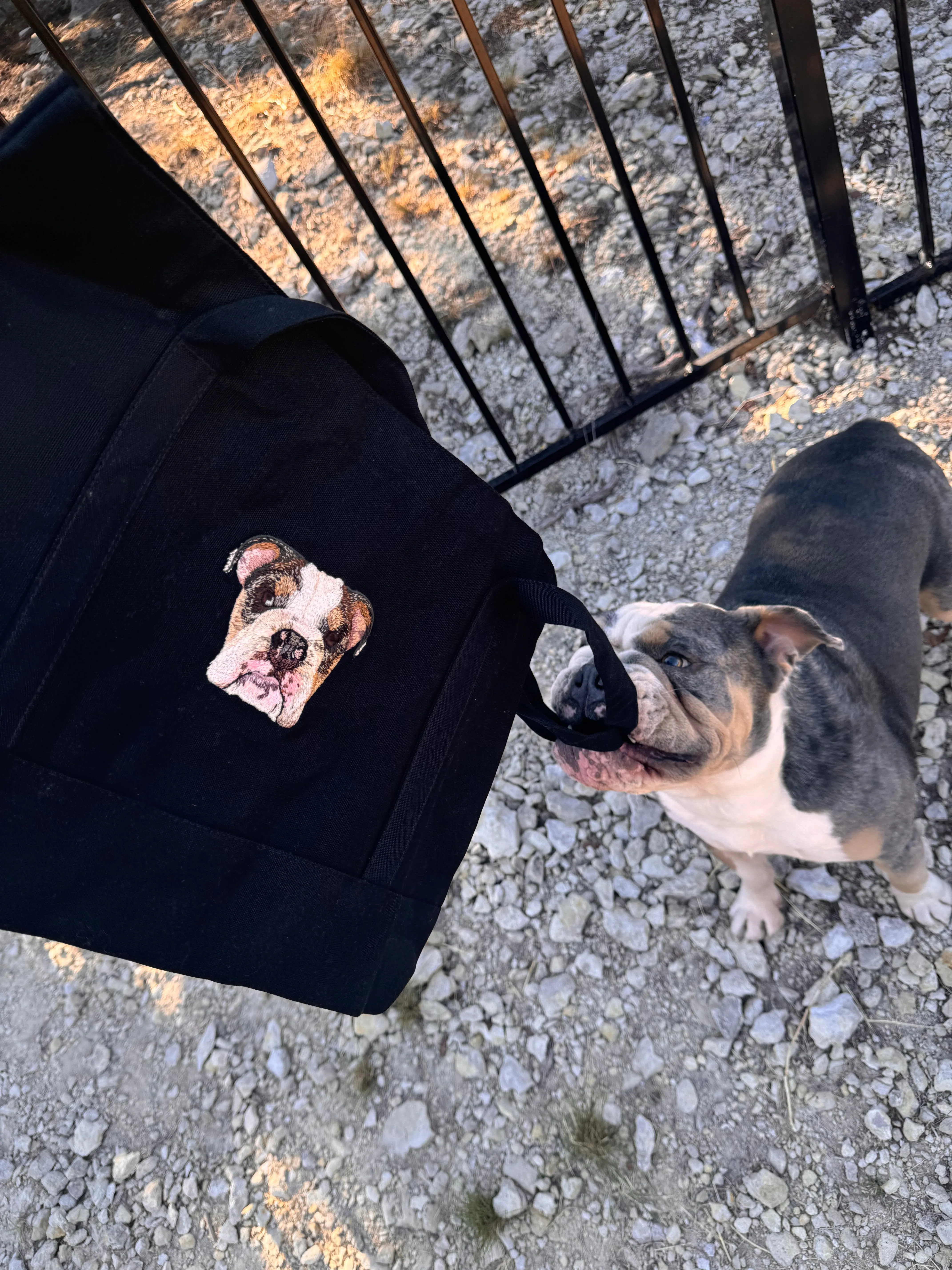 The Custom Embroidered Black Tote