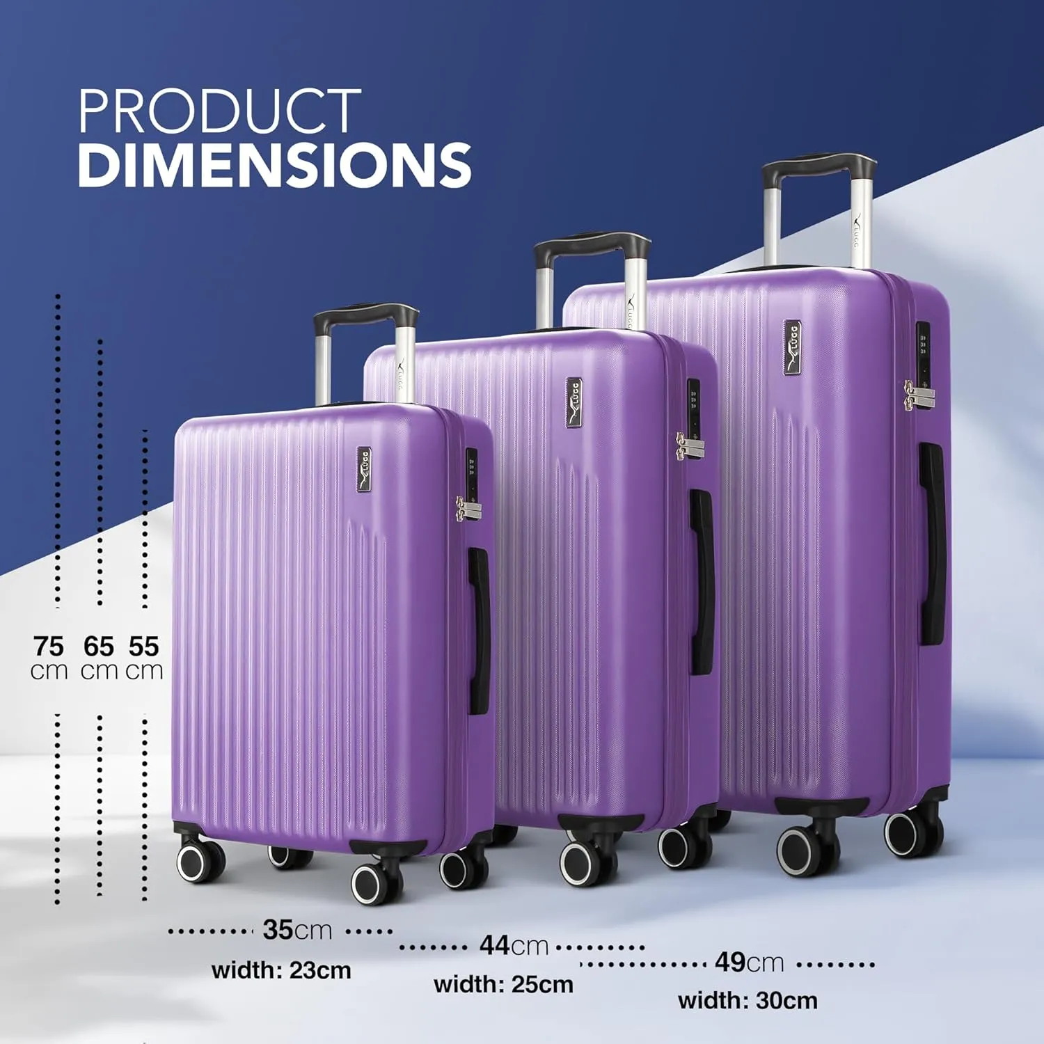 Vacay 3pc Suitcase Set in Lavender