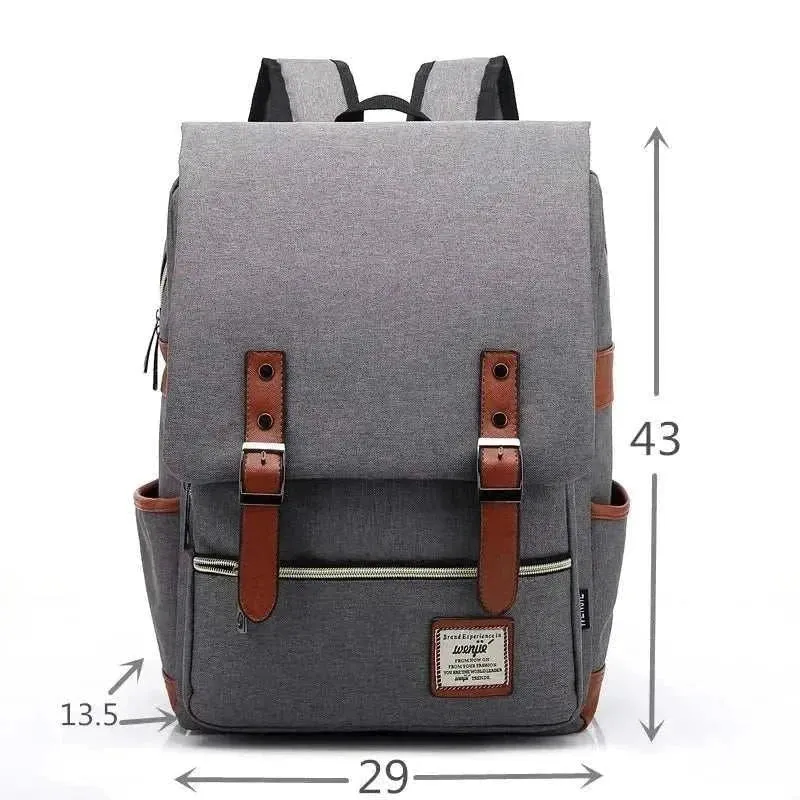 Vintage Canvas 16" Laptop Travel Backpack | Unisex Retro School Bag | BBP013