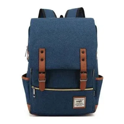 Vintage Canvas 16" Laptop Travel Backpack | Unisex Retro School Bag | BBP013