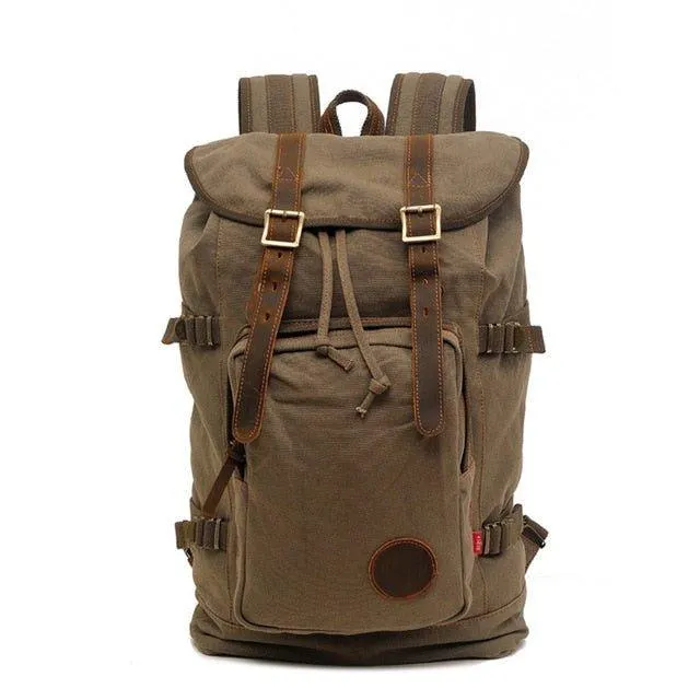 Vintage Drawstring Canvas Backpack Fit 17" Laptop