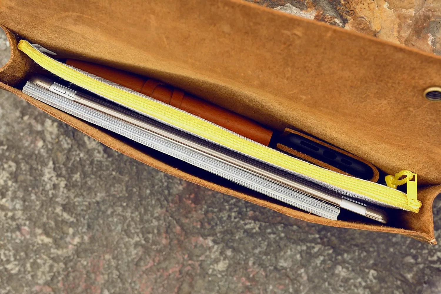Vintage leather document holder case bag