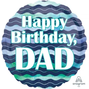 Watercolour Waves HBD Dad Foil Balloon - 45cm