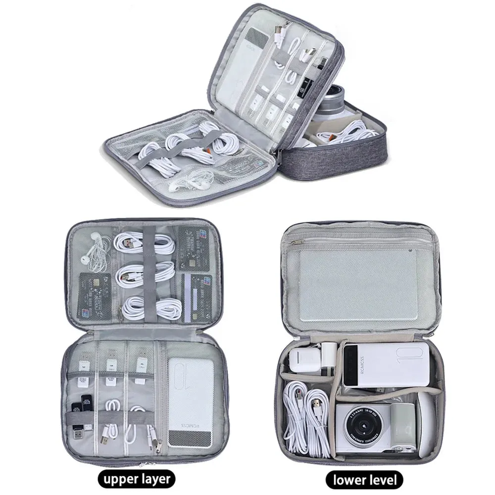 Waterproof Electronic Storage Bag | Portable Travel Cable Organizer for USB, Chargers & Accessories