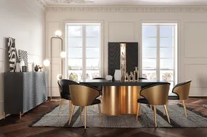 Wave Dark Grey Modern Luxury Dining Set, made in Spain