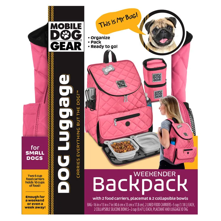 Weekender Backpack ~ Pink (All Size Dogs)