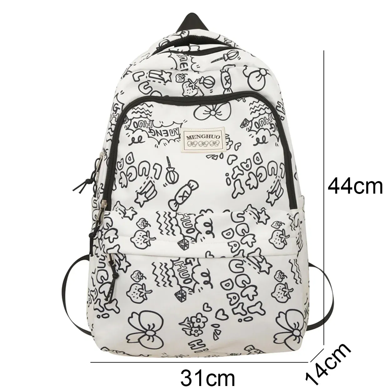 Wenkouban-Female Cute Cartoon Printing Waterproof School Bag Student Nylon Laptop Travel College Backpack Lady Kawaii Girl Book Bag Women