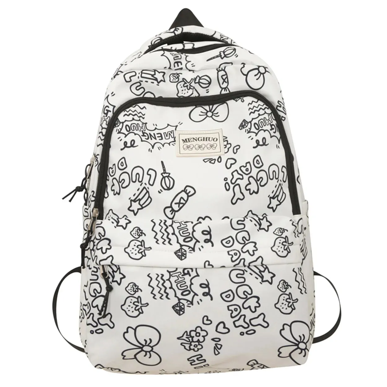 Wenkouban-Female Cute Cartoon Printing Waterproof School Bag Student Nylon Laptop Travel College Backpack Lady Kawaii Girl Book Bag Women