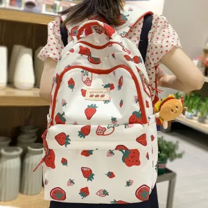 Wenkouban-Female Cute Cartoon Printing Waterproof School Bag Student Nylon Laptop Travel College Backpack Lady Kawaii Girl Book Bag Women