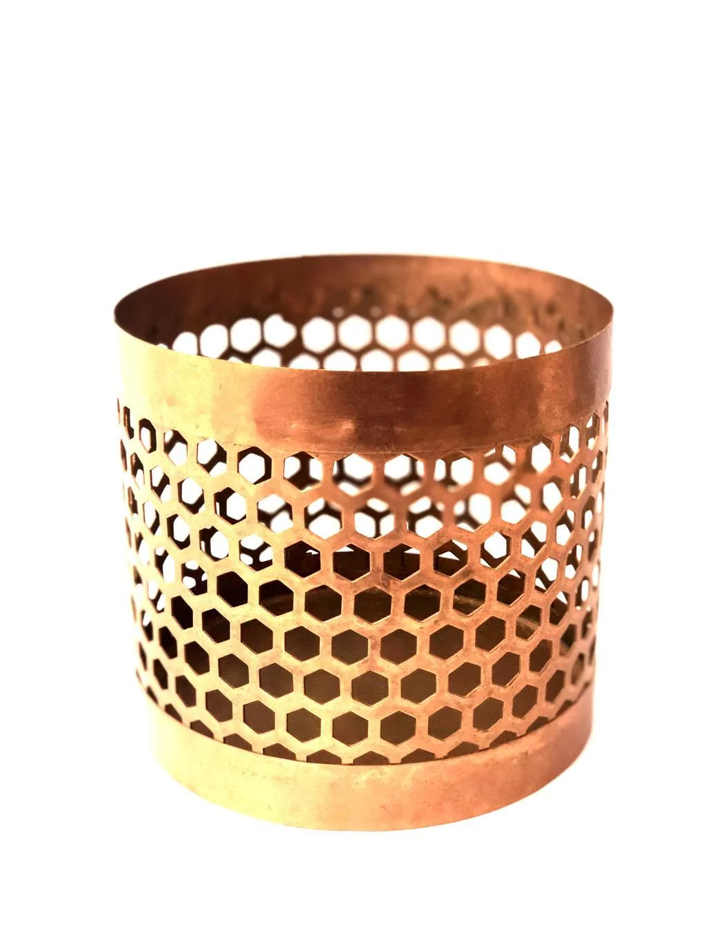 Wide Cylinder Shadow Candle Holder Honeycomb Style Major Attraction Tamrapatra