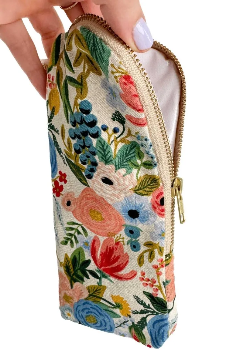 Wildwood Blue Canvas Slim Makeup Brush Bag