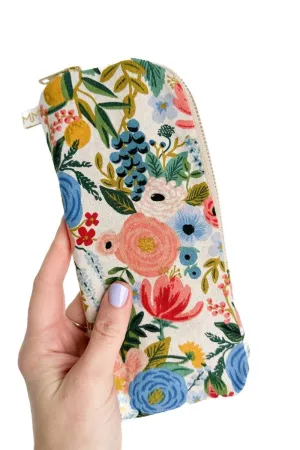 Wildwood Blue Canvas Slim Makeup Brush Bag