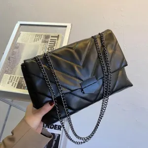 Women Casual Chain Crossbody Leather Messenger Bag