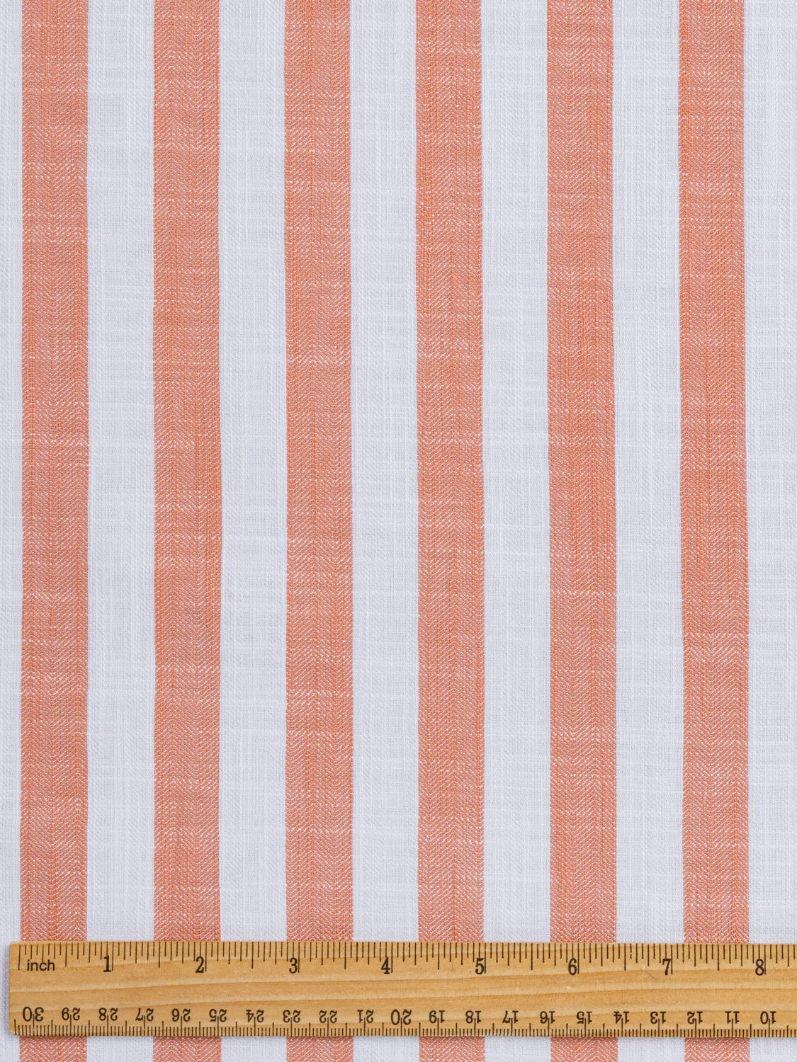 Yarn Dyed Herringbone Striped Cotton - Coral   White - Swatch