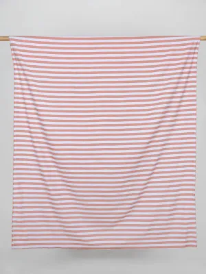 Yarn Dyed Herringbone Striped Cotton - Coral   White - Swatch