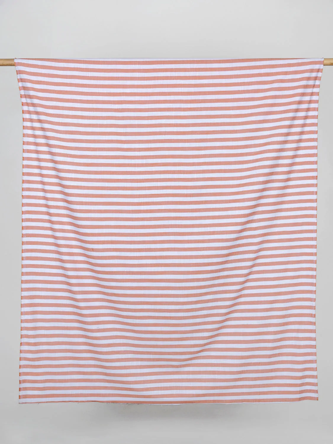 Yarn Dyed Herringbone Striped Cotton - Coral   White - Swatch
